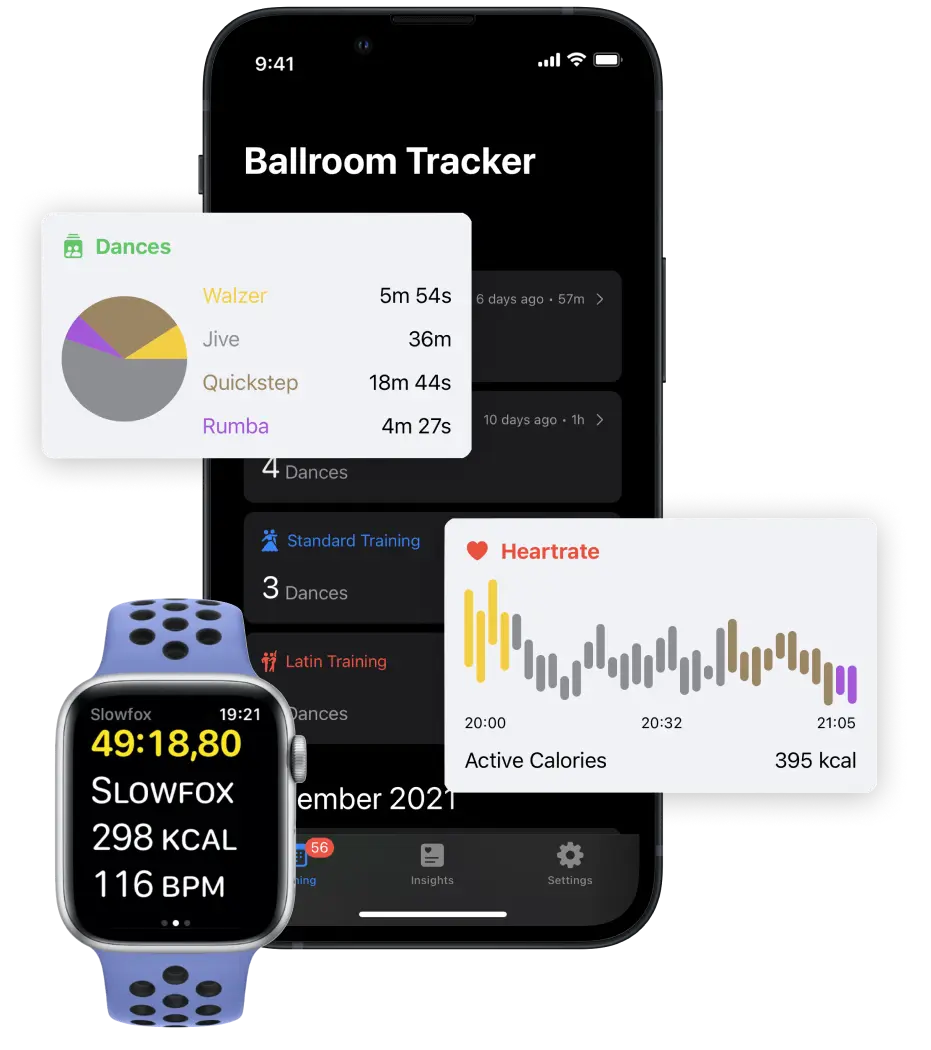 Screenshots of the App within an device frame